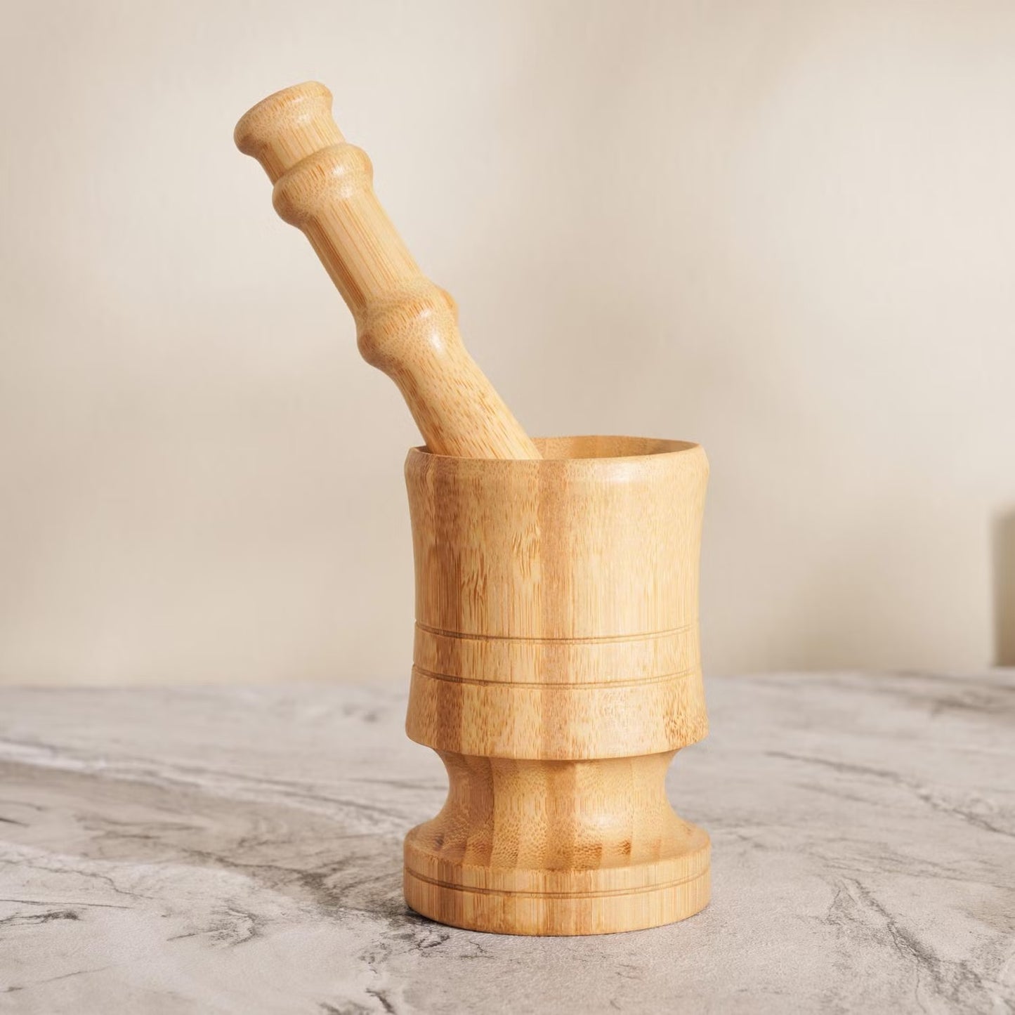 Bamboo Mortar & Pestle, 8x12cm