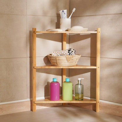 Bamboo 3-Tier Corner Shelf Unit, 34x34x60cm