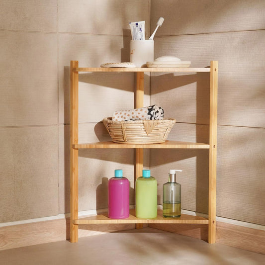 Bamboo 3-Tier Corner Shelf Unit, 34x34x60cm
