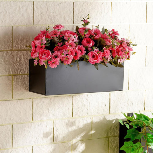 Black Wall Mounted Planter, 51x16x19cm
