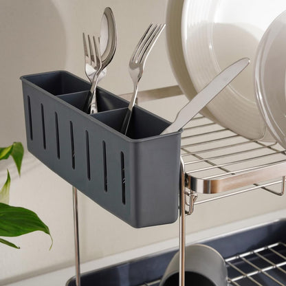 2-Tier Stainless Steel Dish Rack – 47x32x39cm (Silver)