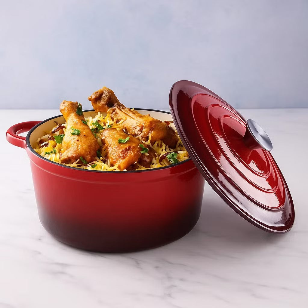 Red Enameled Cast Iron Cooking Pot, 4L