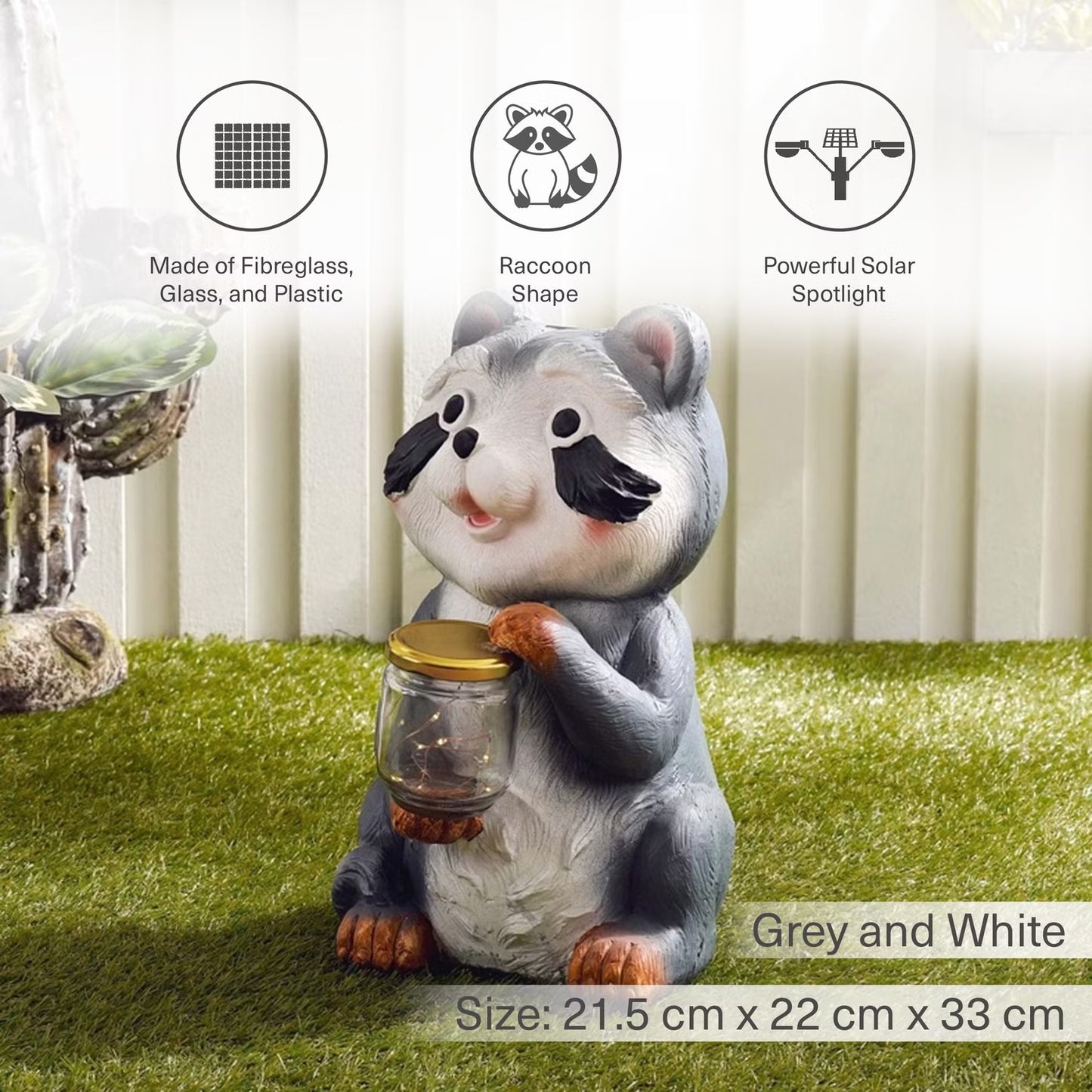 Raccoon Decorative Solar Spot Light, 21.5x22x33cm