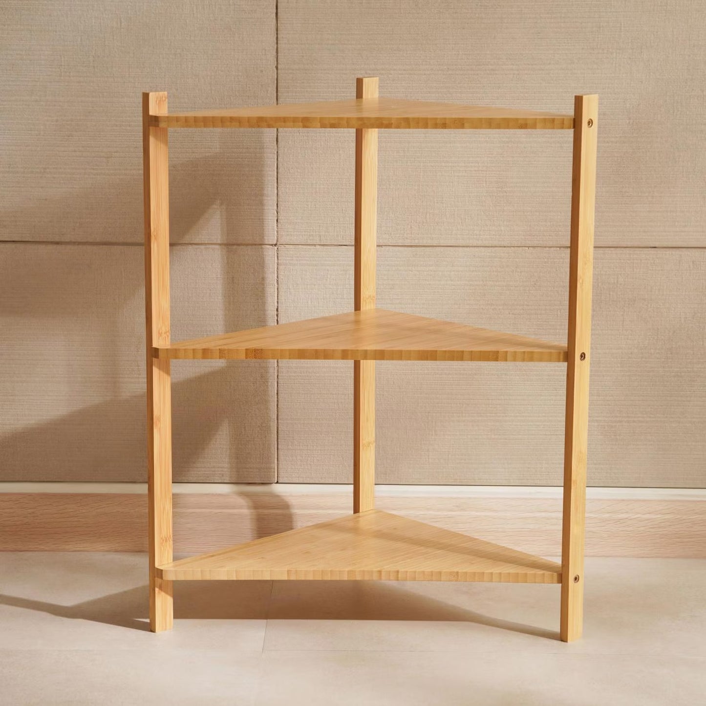 Bamboo 3-Tier Corner Shelf Unit, 34x34x60cm