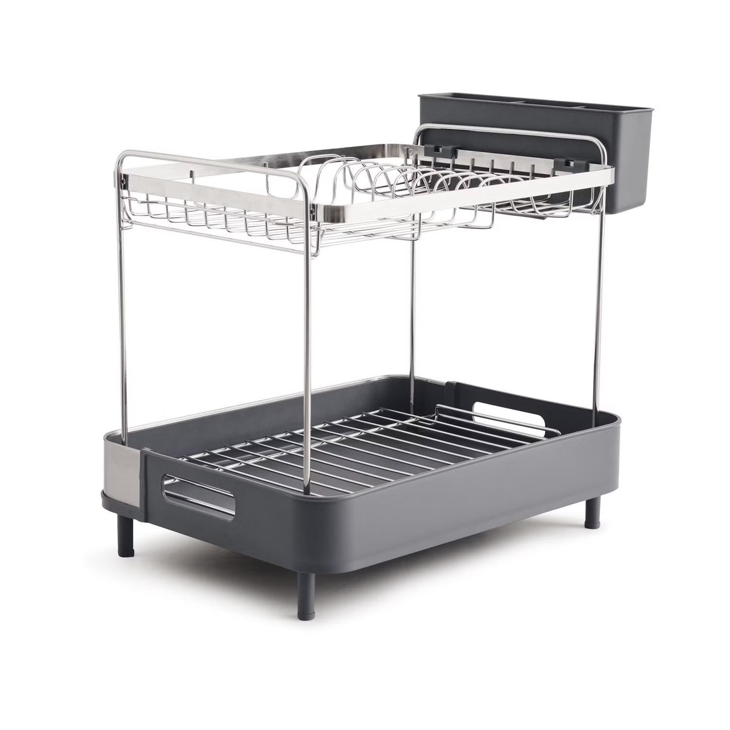 2-Tier Stainless Steel Dish Rack – 47x32x39cm (Silver)