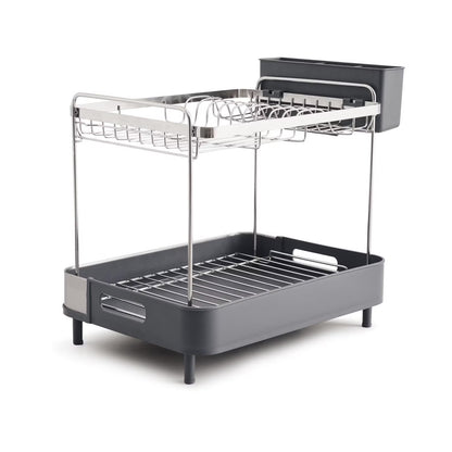 2-Tier Stainless Steel Dish Rack – 47x32x39cm (Silver)