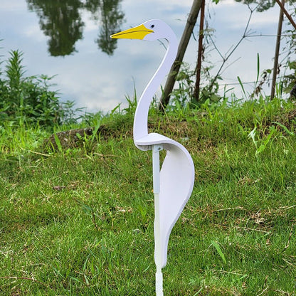 Wind Activated Bird Ornament with Stainless Steel and Reflective Finish for Gardens