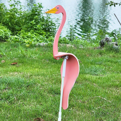 Wind Activated Bird Ornament with Stainless Steel and Reflective Finish for Gardens