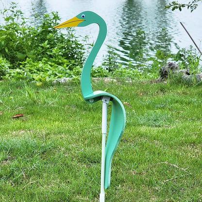 Wind Activated Bird Ornament with Stainless Steel and Reflective Finish for Gardens