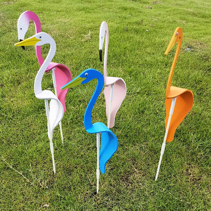 Wind Activated Bird Ornament with Stainless Steel and Reflective Finish for Gardens