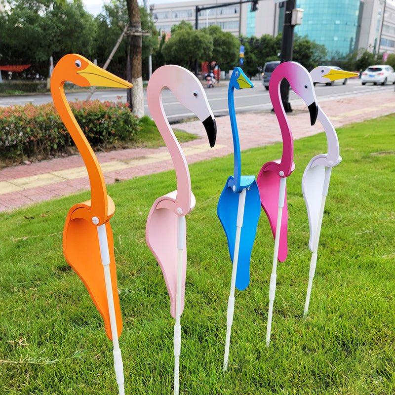 Wind Activated Bird Ornament with Stainless Steel and Reflective Finish for Gardens