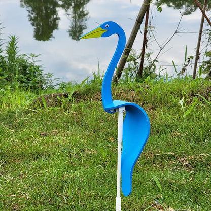 Wind Activated Bird Ornament with Stainless Steel and Reflective Finish for Gardens