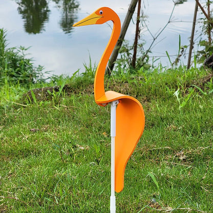 Wind Activated Bird Ornament with Stainless Steel and Reflective Finish for Gardens