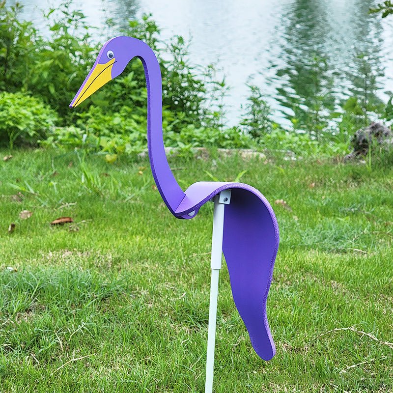 Wind Activated Bird Ornament with Stainless Steel and Reflective Finish for Gardens