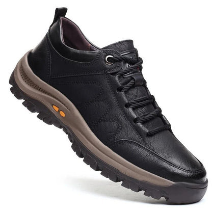 Men's Waterproof Leather Shoes with Three-Arch Support and Breathable Lining