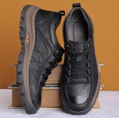 Men's Waterproof Leather Shoes with Three-Arch Support and Breathable Lining