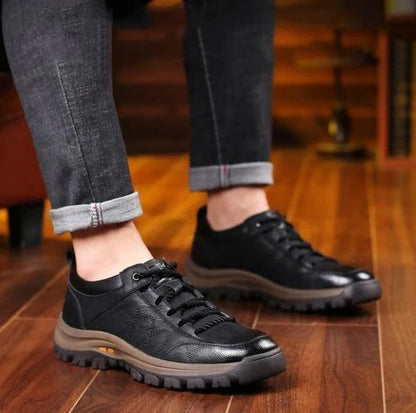Men's Waterproof Leather Shoes with Three-Arch Support and Ergonomic Insoles